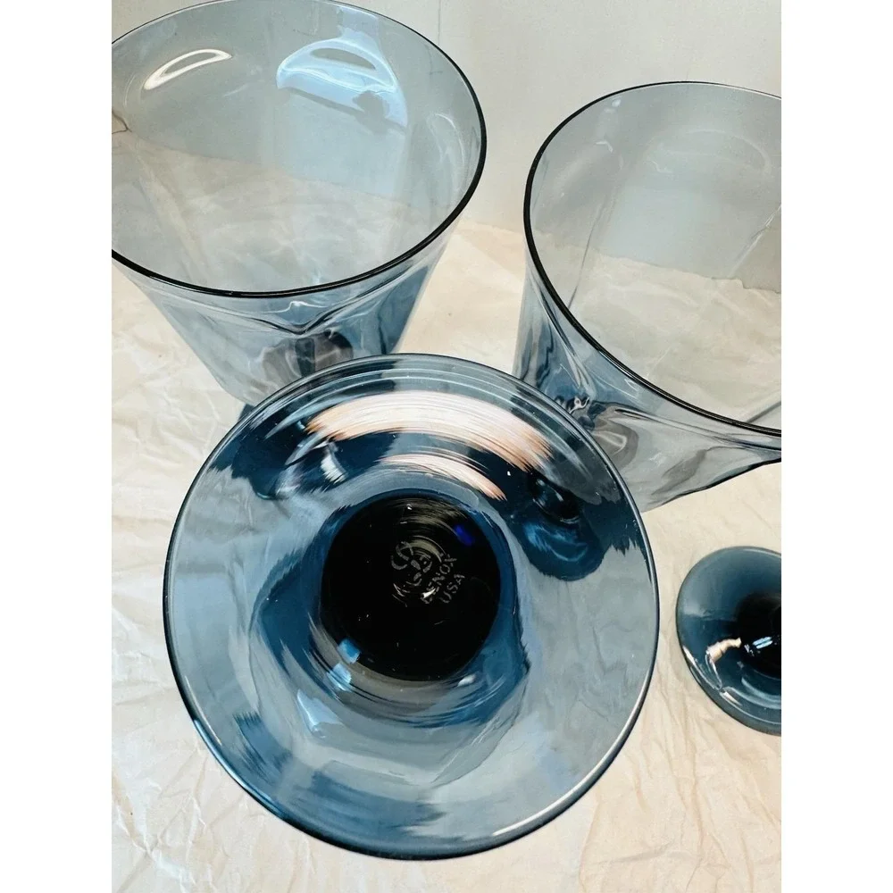 VIntage Lenox Antique Dark Blue Crystal Glass Set of 4 Goblet Wine Glasses
